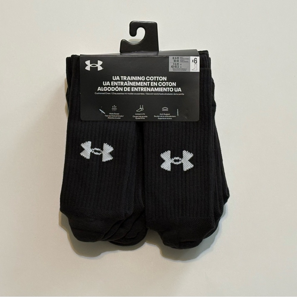 Under Armour UA Training Cotton Cushioned crew socks black 6 pack